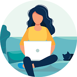icon of girl using laptop
