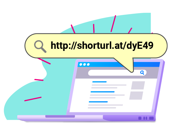 Shortened URL on a laptop